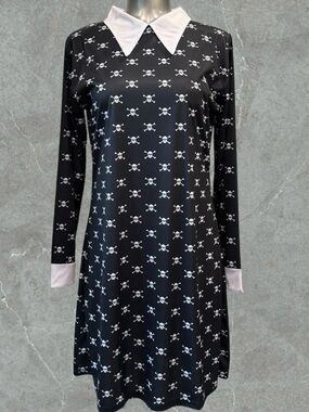 2 for $30 | Costume | Wednesday Addams Skull-Print Long-Sleeve Dress
